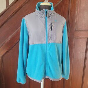Snøzu Womens Full-Zip Fleece Jacket XL Gray & Turquoise Polyester Outdoor Warm L